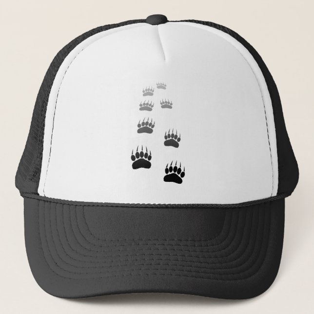 Gradient Black Bear Paw Print Trucker Hat (Front)
