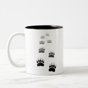 Gradient Black Bear Paw Print Two-Tone Coffee Mug
