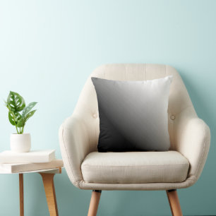 Gradient Black Grey and White Throw Pillow