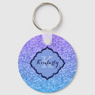 Gradient Blue And Purple Glitter Keychain