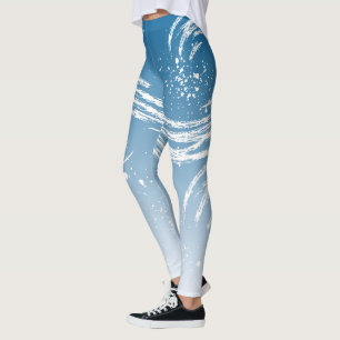 Gradient Blue Brush Stroke and Veins Effect  Leggings