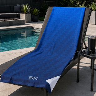 Gradient Blue Chevron Monogram Beach Towel