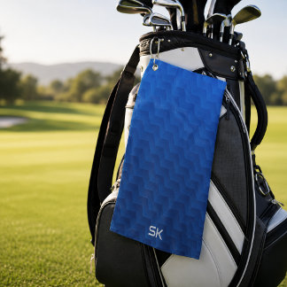 Gradient Blue Chevron Monogram Golf Towel