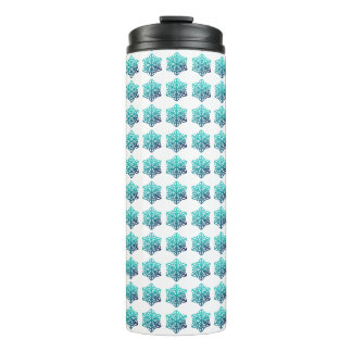Gradient Blue Green, Navy Snowflakes Tumbler