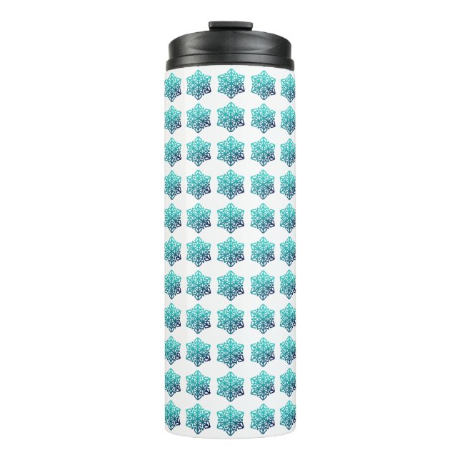 Gradient Blue Green, Navy Snowflakes Tumbler (Front)