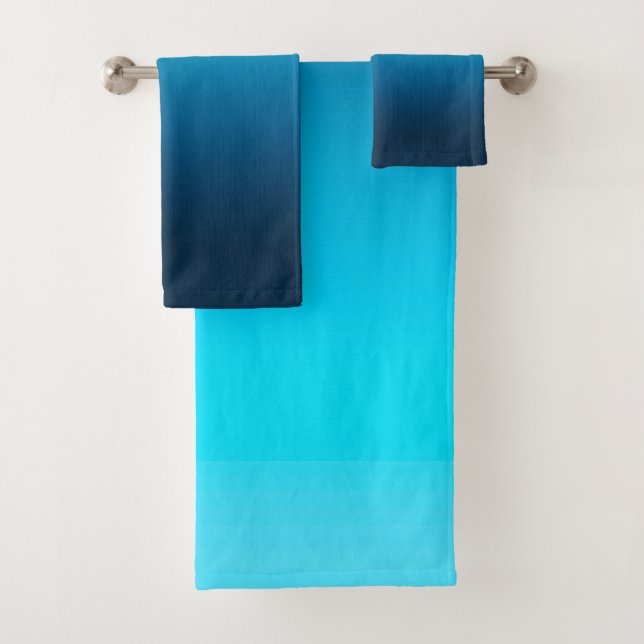 Gradient blue ombre bath towel set (Insitu)