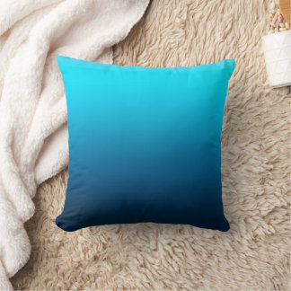 Gradient blue ombre throw pillow