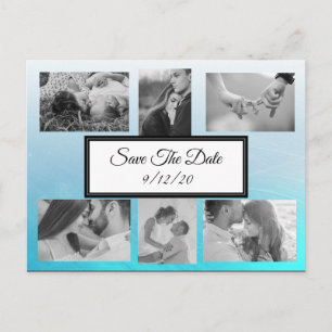 Gradient Blue Photo Save the Date Postcard