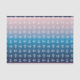 Gradient blue pink nautical anchor pattern tissue paper