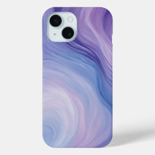 Gradient Blue, Purple Abstract Wavy Pattern iPhone 15 Case