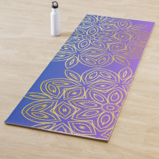Gradient Blue-Purple Monogram Gold Mandala Yoga Mat