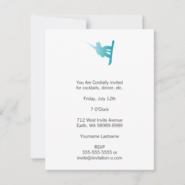 gradient blue snowboarder invitation (Front)