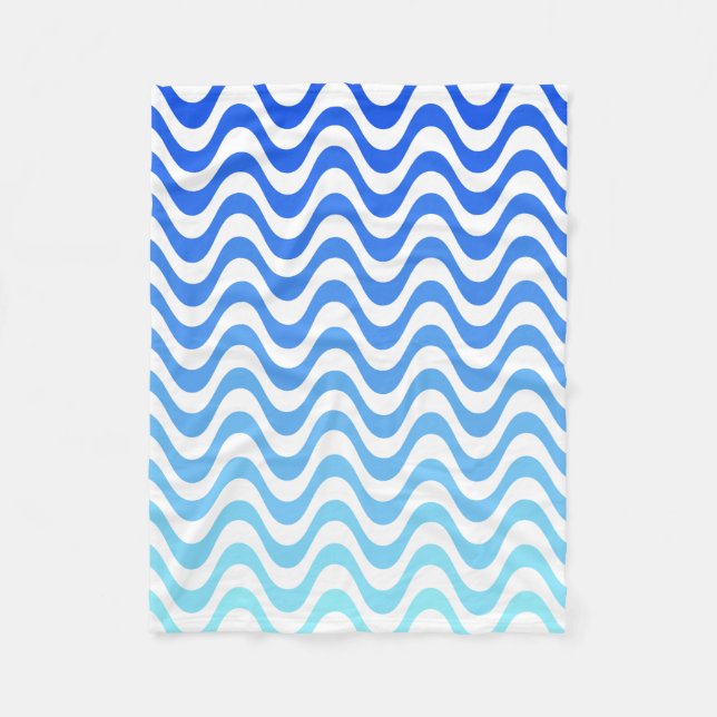 Gradient Blue Waves Fleece Blanket (Front)