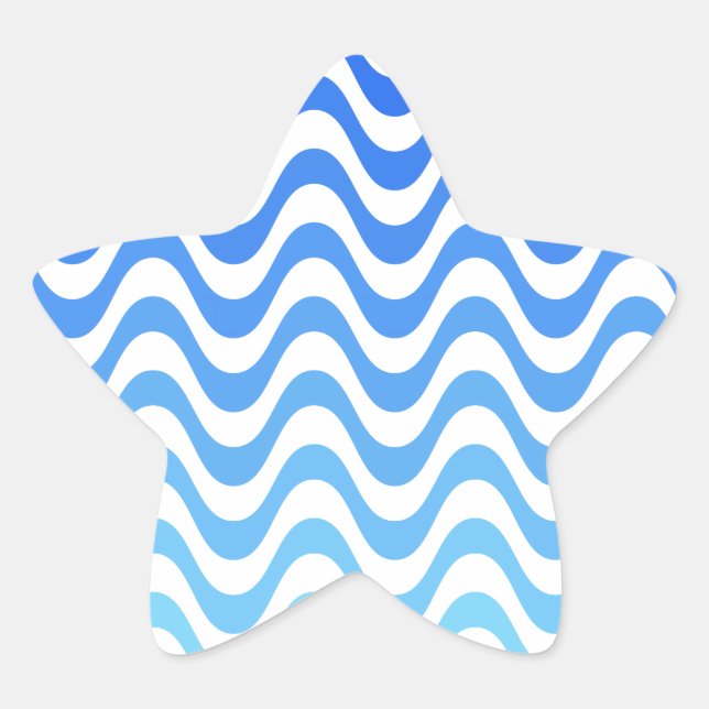 Gradient Blue Waves Star Sticker (Front)