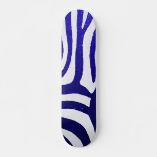 Gradient Blue Zebra Pattern on White Modern Design Skateboard