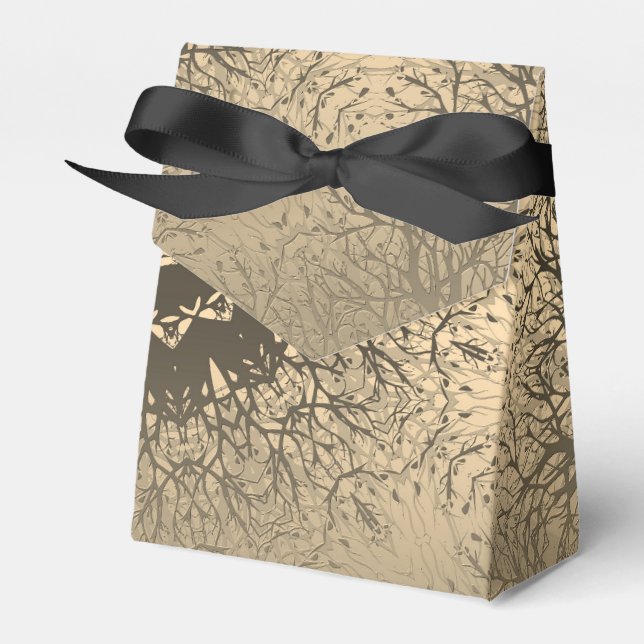 Gradient brown bronze silk arabic ornamental decor favor box (Front Side)