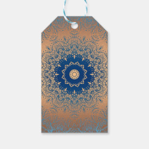 Gradient brown bronze silk arabic ornamental decor gift tags