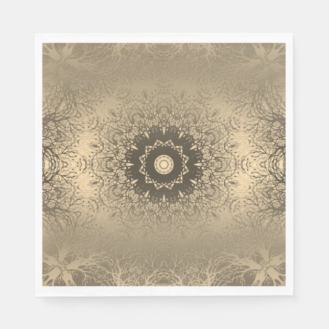 Gradient brown bronze silk arabic ornamental decor napkin (Front)