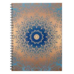 Gradient brown bronze silk arabic ornamental decor notebook
