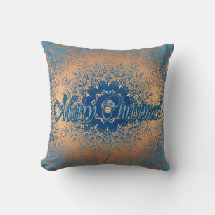 Gradient brown bronze silk arabic ornamental decor throw pillow