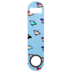 Gradient Butterflies on Light Blue Bottle Opener Speed Bottle Opener