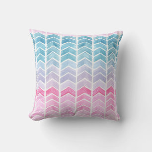 Gradient Chevron: Watercolor Herringbone Pattern. Throw Pillow