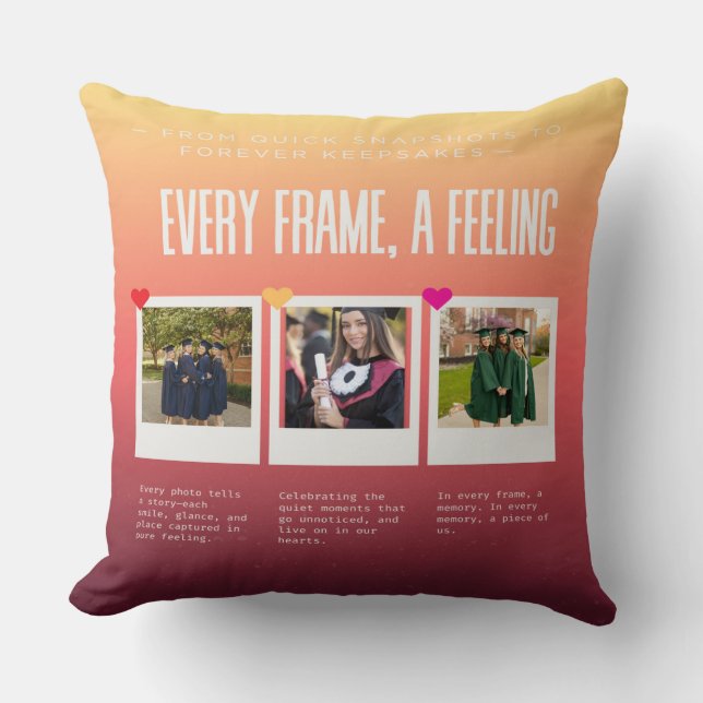 Gradient Colour Graduation Memories Collage Throw Pillow (Front)