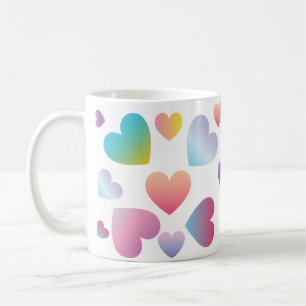 gradient colour hearts coffee mug