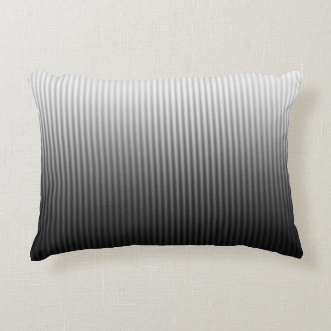 Gradient Cool Stylish Trendy Black & White Stripes Accent Pillow (Front)