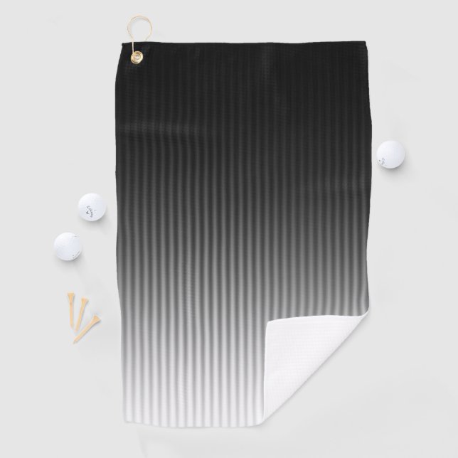 Gradient Cool Stylish Trendy Black & White Stripes Golf Towel (InSitu)