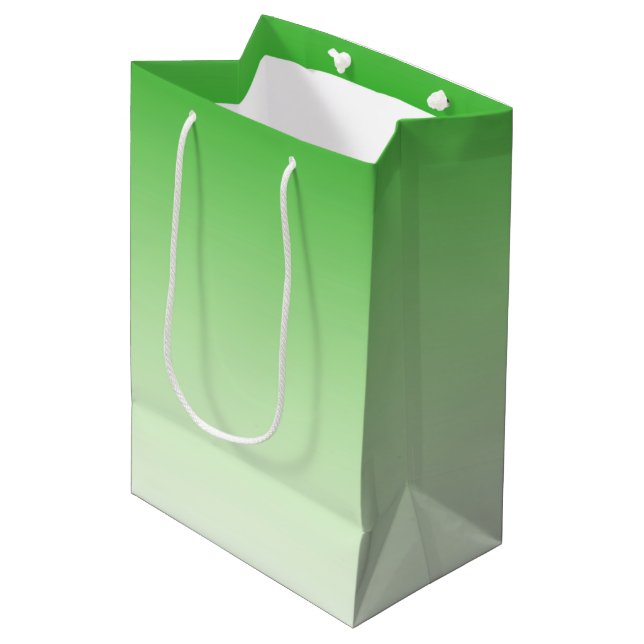 Gradient Dark Green to Light Green gift bag (Front Angled)