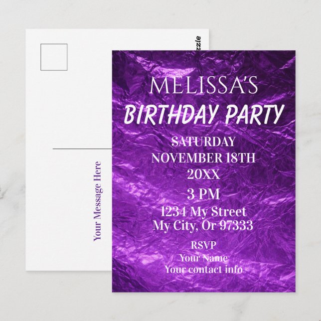 Gradient Deep Purple Birthday Invitation (Devant / Derrière)