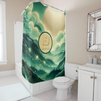 Gradient Emerald Kelly Green Glitter Monogrammed