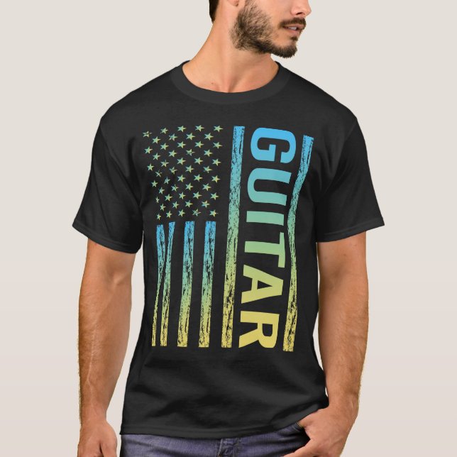 Gradient Flag Guitar Guitarist T-Shirt (Front)