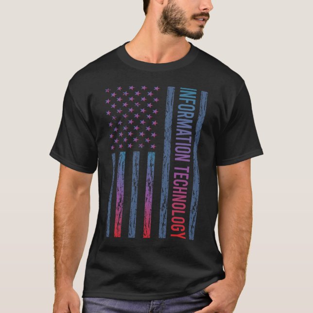 Gradient Flag Information Technology T-Shirt (Front)