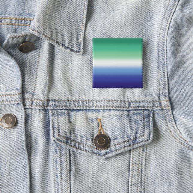 Gradient Gay MLM Pride Flag – Colourful MLM Flag 2 Inch Square Button (In Situ)