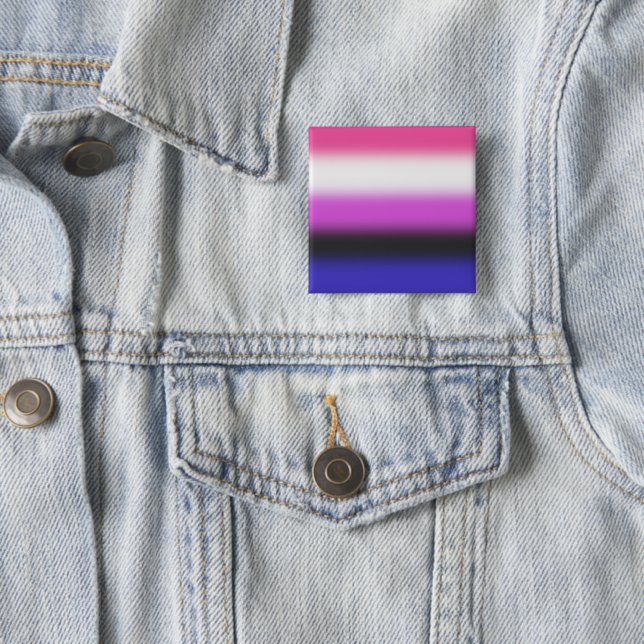 Gradient Genderfluid Pride Flag – Genderfluid Flag 2 Inch Square Button (In Situ)