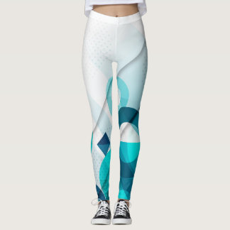 gradient geometric design in blue colours leggings