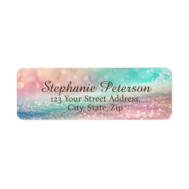 Gradient Glitter Rainbow Bokeh Return Address (Front)