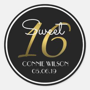 Gradient Gold 16 Personalized Sweet 16 Birthday Classic Round Sticker