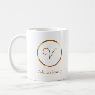 Gradient gold circle custom business logo coffee mug