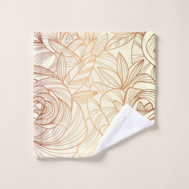 gradient golden linear floral    wash cloth (Wash Cloth)