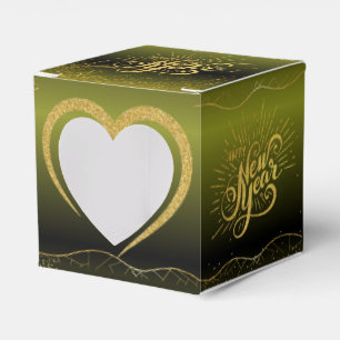 Gradient Green Gift Box with Happy New Year