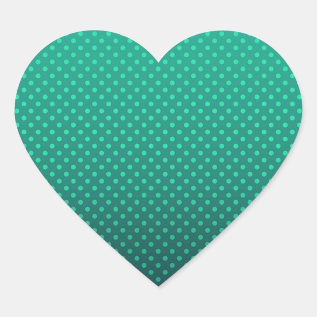 Gradient green grey polka dots print abstract femi heart sticker (Front)