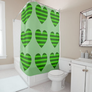 Gradient Green Hearts Shower Curtain