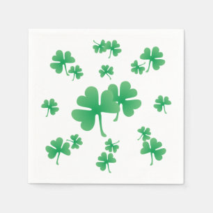 Gradient Green Irish Shamrock Pattern Party Napkin