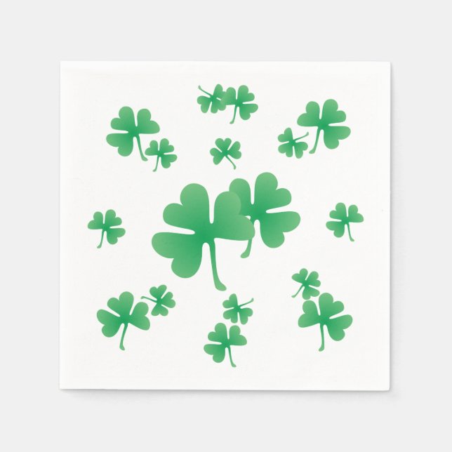 Gradient Green Irish Shamrock Pattern Party Napkin (Front)