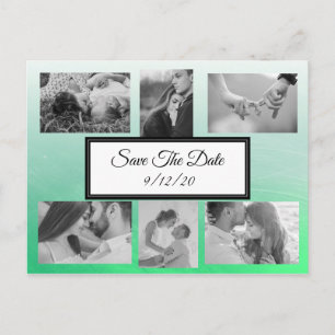 Gradient Green Photo Enregistrer la date Carte pos