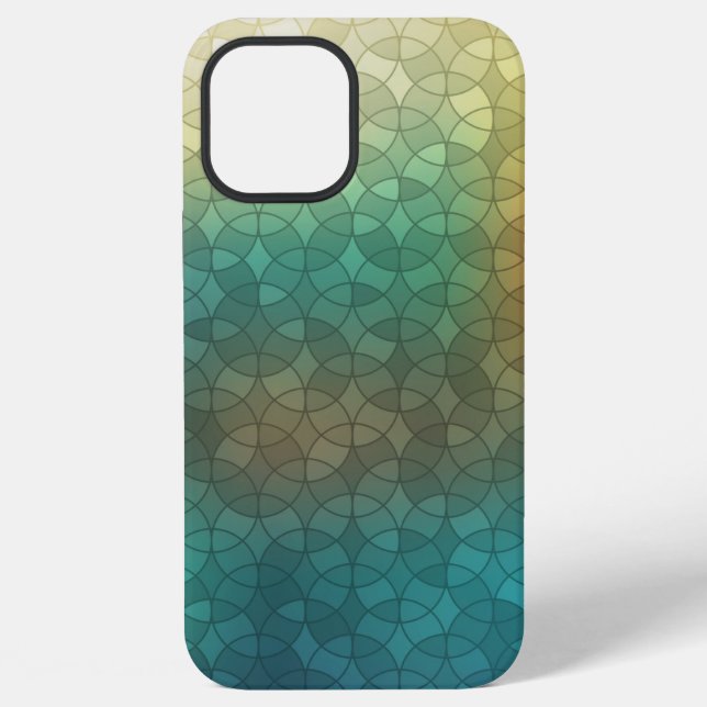 Gradient green yellow circles geometric pattern iPhone case (Back)
