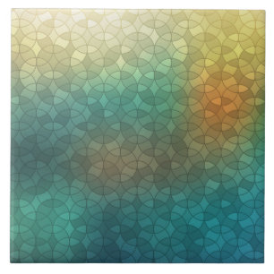 Gradient green yellow circles geometric pattern tile